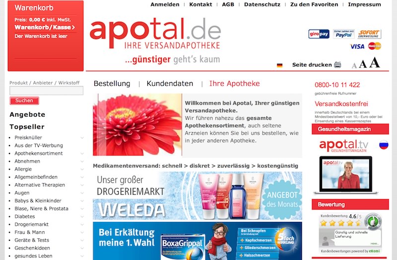 Apotal Webseite